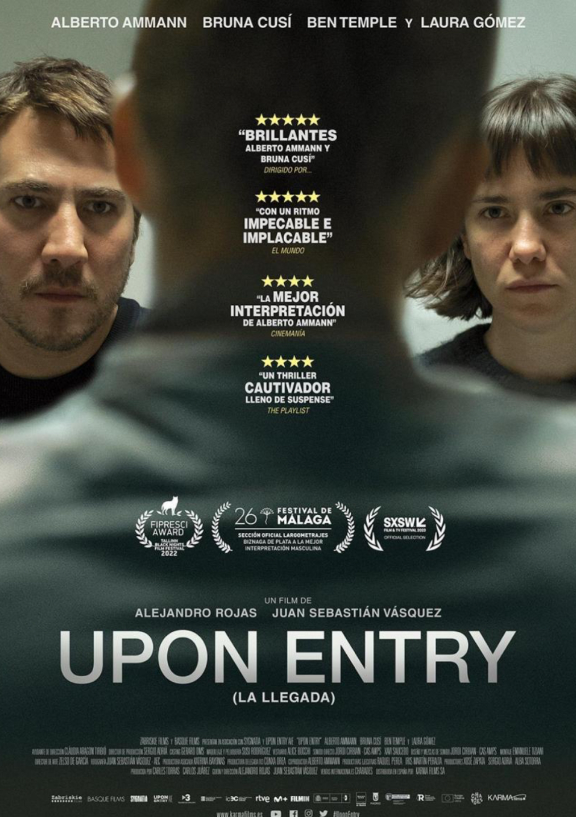 Upon entry es una película que se rodó en España y que la productora contrato a Alucine para el alquiler y la instalación de todos los equipos y materiales de iluminación que se utilizaron durante el rodaje. Aluzine es una empresa de iluminación de proyectos audiovisuales, cine, ficción, series, películas, anuncios, publicidad y videoclips.