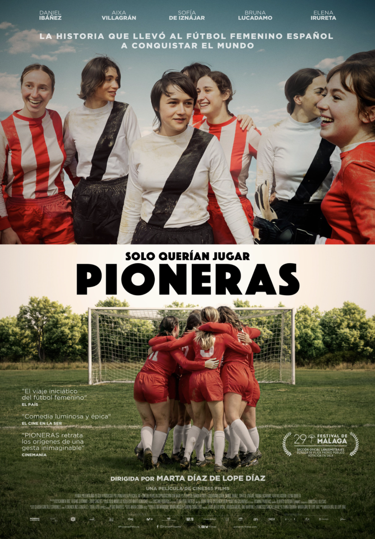 Cartel de Pioneras. Solo querían jugar, película vinculada a Aluzine y presente en Made in Spain del Festival de San Sebastián 2026.